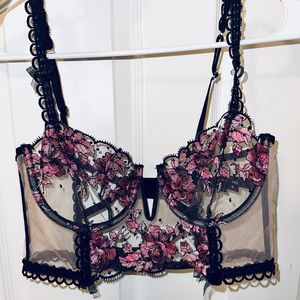 🍋For Love and Lemons Juliet Embroidered Mesh Bustier Bra